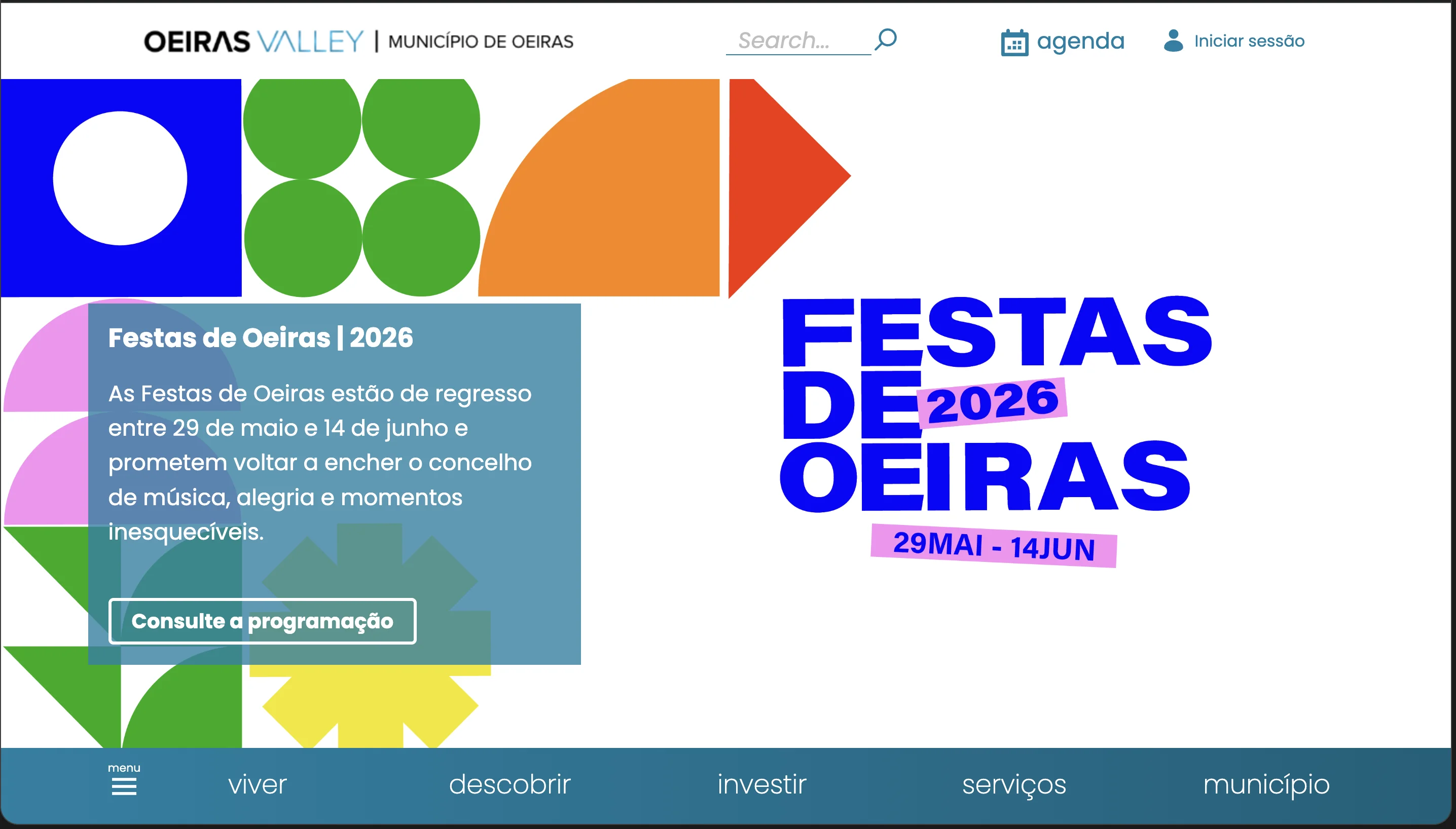 Oeiras institutional portals homepage